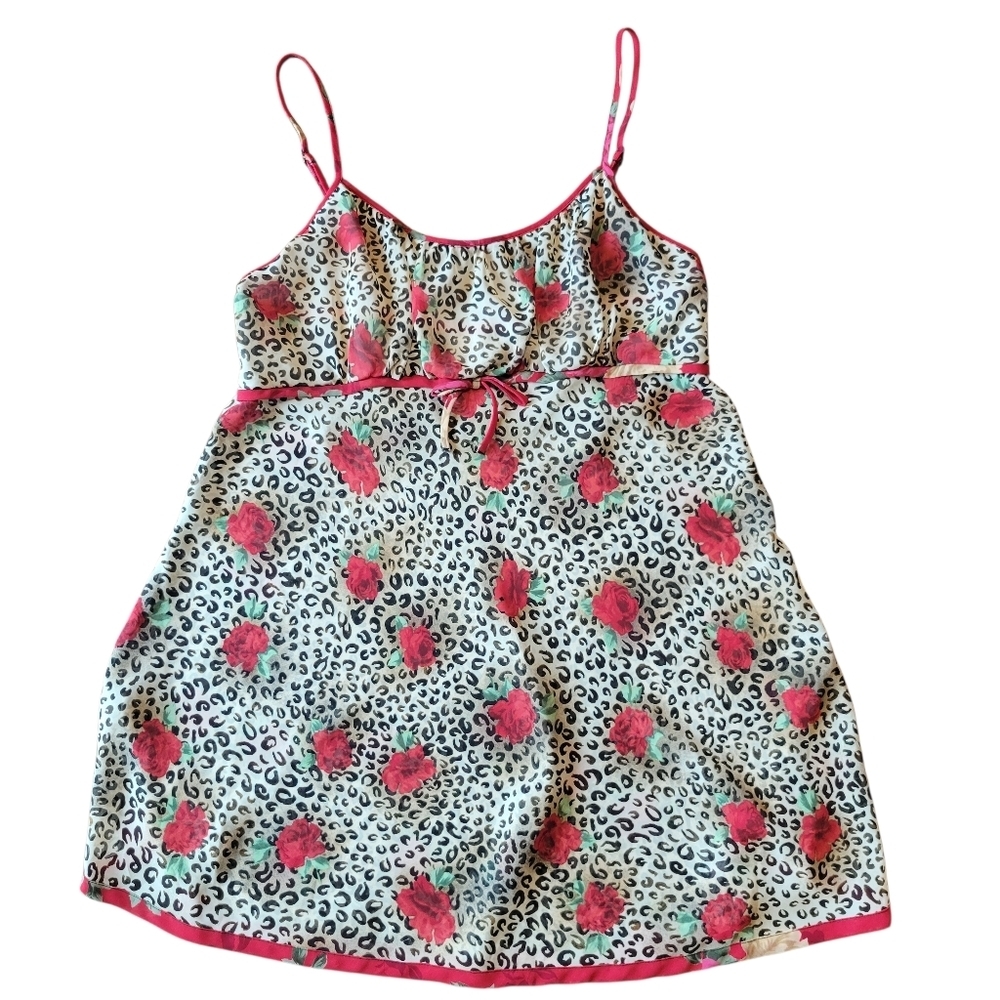 Animal Print Red Roses Semi Sheer Slip Dress